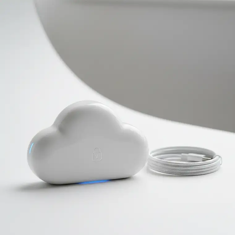 Zespół firmy analizuje bezpieczeństwo wrażliwych dokumentów w chmurze na tle nowoczesnego biura i ikon bezpieczeństwa danych