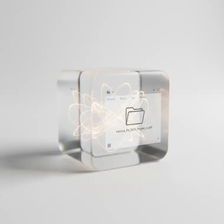 Pracownicy korzystający z systemu DMS, gdzie metadane są ważniejsze niż nazwa pliku, przeglądają uporządkowane dokumenty na ekranach