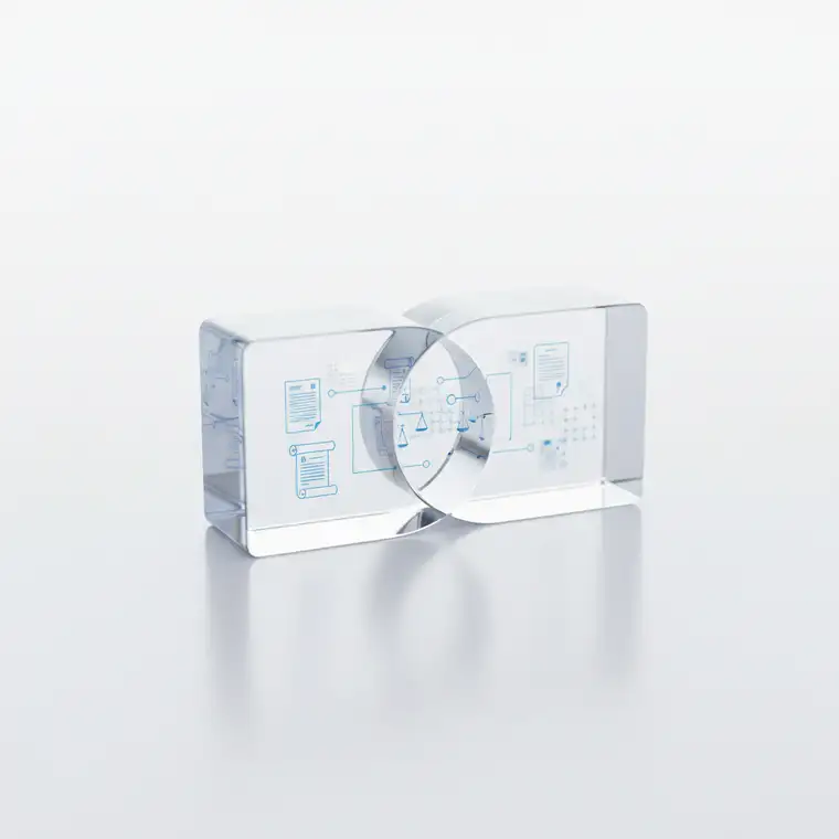 Schematyczna ilustracja łańcucha bloków pokazująca, jak blockchain wspiera niezmienność dokumentacji prawnej i zabezpiecza dane w rozproszonym rejestrze