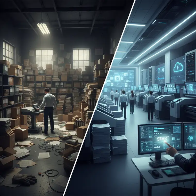 Proces skanowania i digitalizacji archiwum firmowego realizowany przez zewnętrznego partnera outsourcingowego