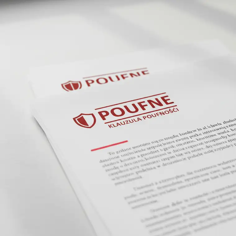 Dwójka pracowników analizuje dokumenty z klauzulą poufności przy biurku, omawiając kiedy dokumenty muszą mieć klauzulę poufności zgodnie z prawem w firmie