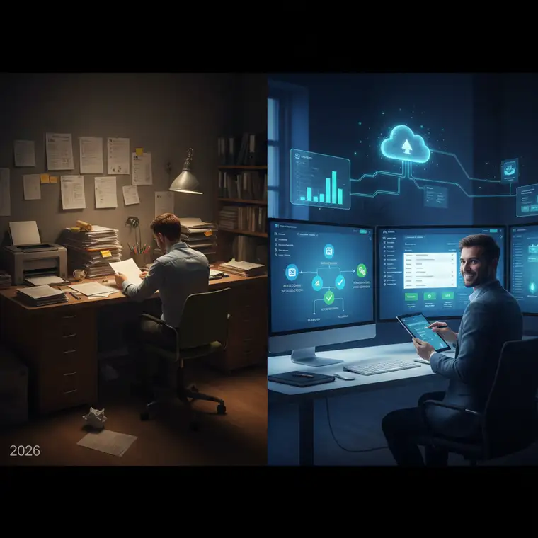 Panel systemu do obiegu faktur kosztowych prezentujący ścieżkę akceptacji, status dokumentu oraz zadania dla użytkowników w małej firmie