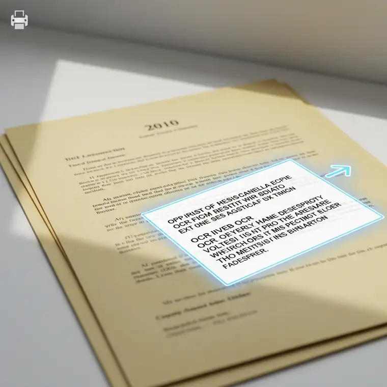 Porównanie starego skanu umowy z 2010 roku i nowoczesnego dokumentu przygotowanego pod OCR, pokazujące różnice jakości obrazu i wpływ na indeksowanie