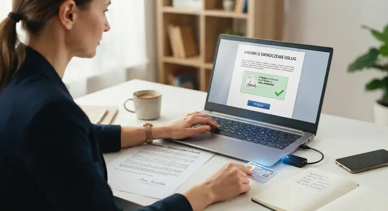 Weryfikacja podpisu elektronicznego w programie do przeglądania PDF, ze statusem certyfikatu i znacznikiem czasu podpisanego dokumentu.